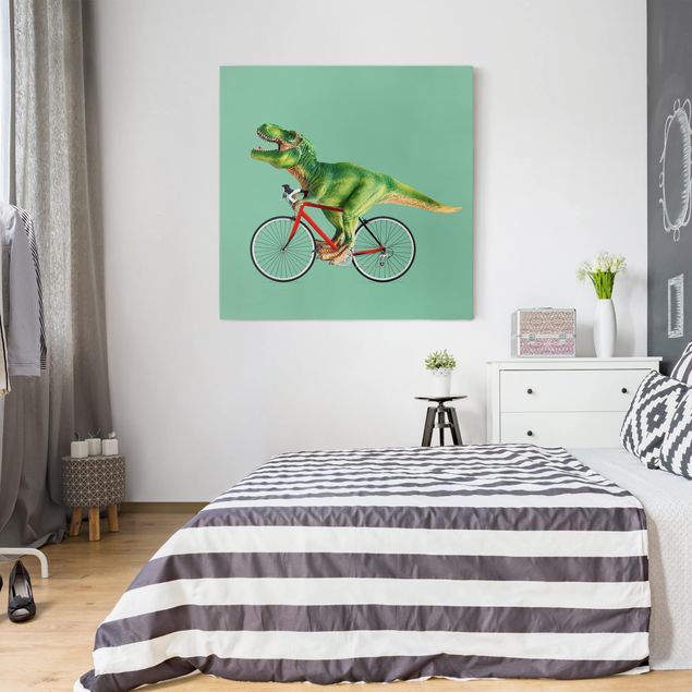 Lienzos de cuadros famosos Dinosaur With Bicycle