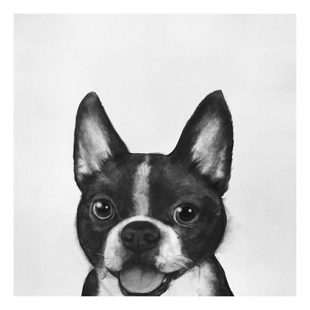 Lienzos de cuadros famosos Illustration Dog Boston Black And White Painting