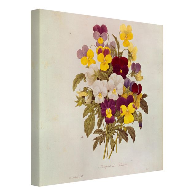 Lienzos de flores Pierre Joseph Redoute - Bouquet Of Pansies
