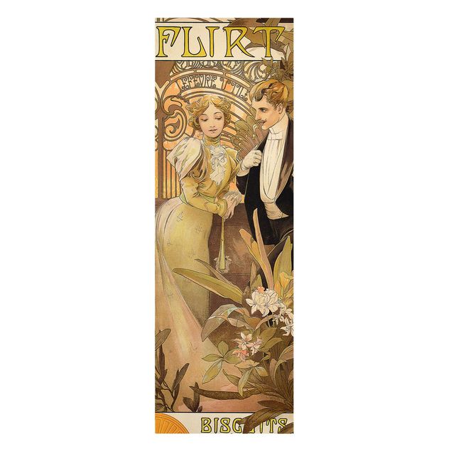Lienzos de cuadros famosos Alfons Mucha - Advertising Poster For Flirt Biscuits