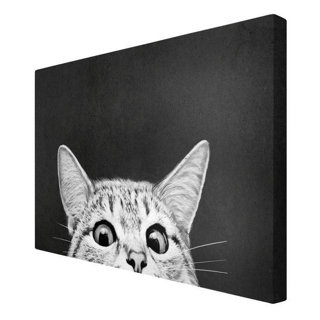 Lienzos de cuadros famosos Illustration Cat Black And White Drawing