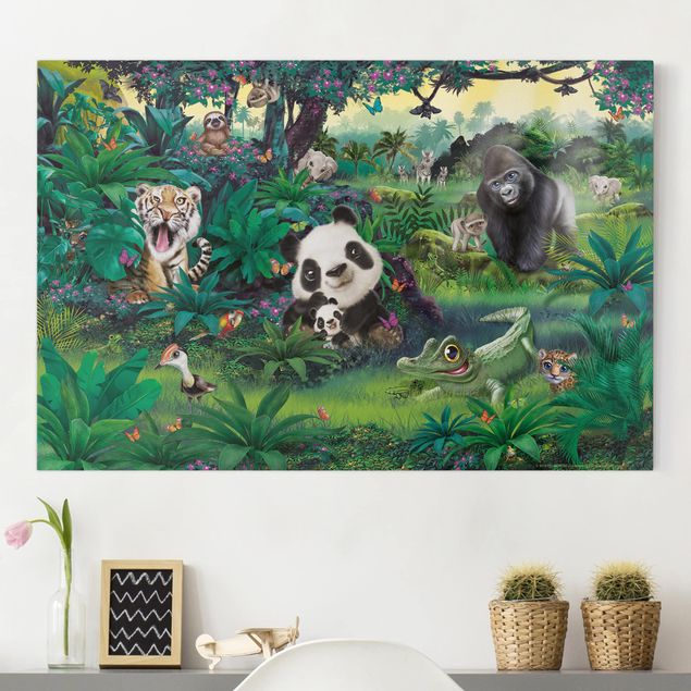 Lienzos de monos Jungle With Animals