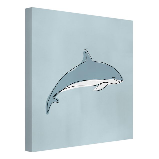 Cuadros de peces modernos Dolphin Line Art