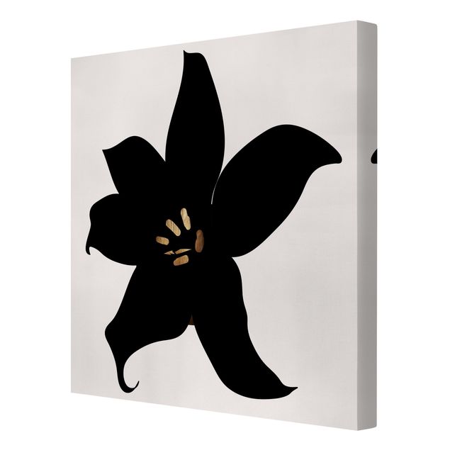 Lienzos en blanco y negro Graphical Plant World - Orchid Black And Gold