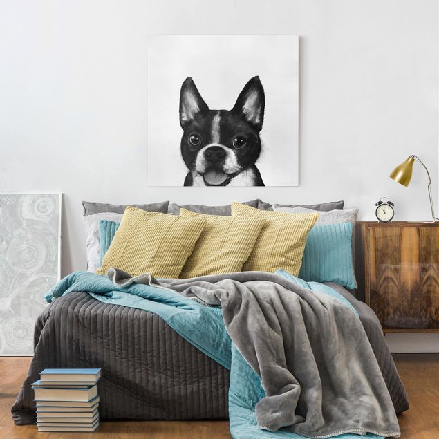 Cuadros perros Illustration Dog Boston Black And White Painting