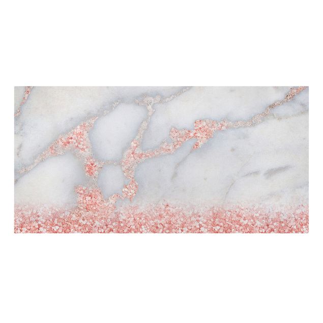 Lienzo abstracto grande Marble Look With Pink Confetti