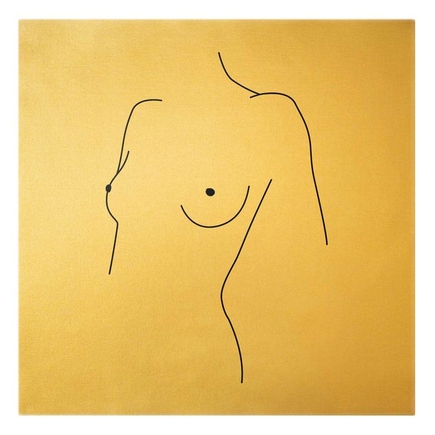 Lienzos de cuadros famosos Line Art Nude Bust Woman Black And White