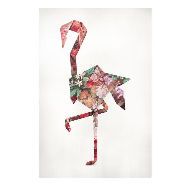 Cuadros de flores modernos Origami Flamingo