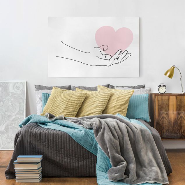 Cuadros románticos para dormitorios Hand With Heart Line Art