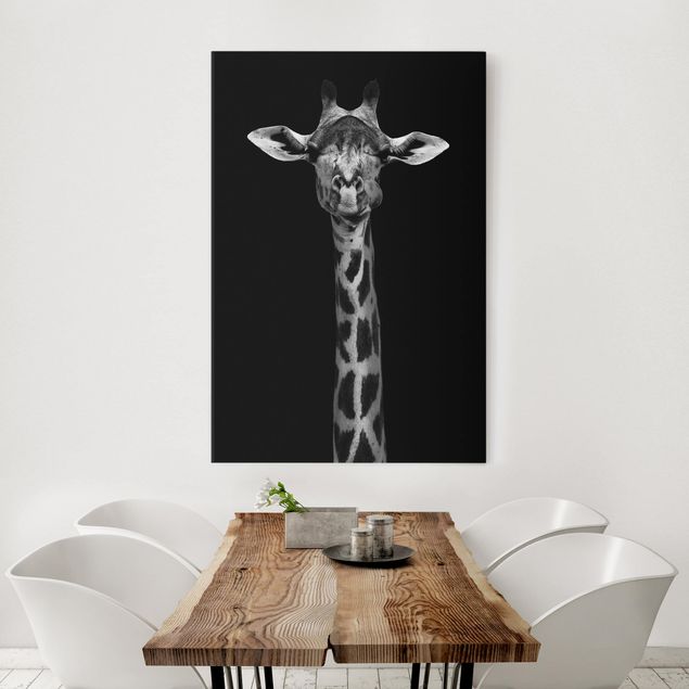 Lienzos de jirafas Dark Giraffe Portrait