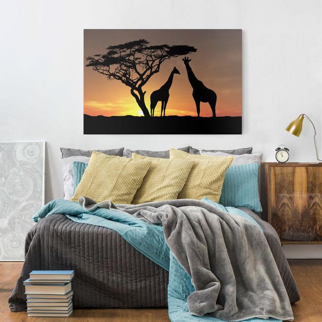 Lienzos de jirafas African Sunset