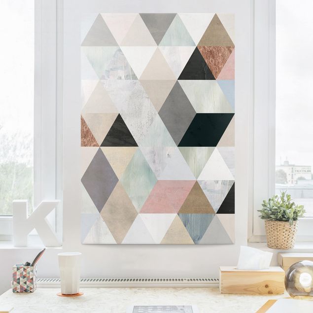 Lienzos de patrones Watercolour Mosaic With Triangles I