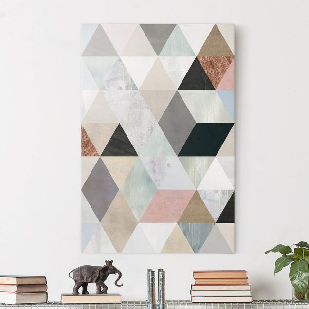 Lienzos vintage Watercolour Mosaic With Triangles I