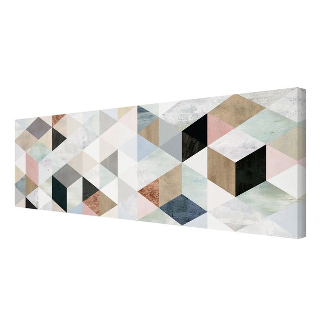 Lienzos decorativos Watercolour Mosaic With Triangles I