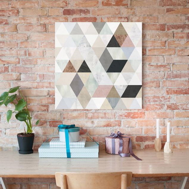 Lienzos vintage Watercolour Mosaic With Triangles I
