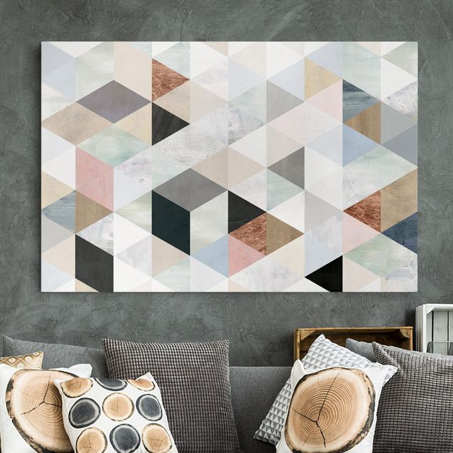 Lienzos de patrones Watercolour Mosaic With Triangles I