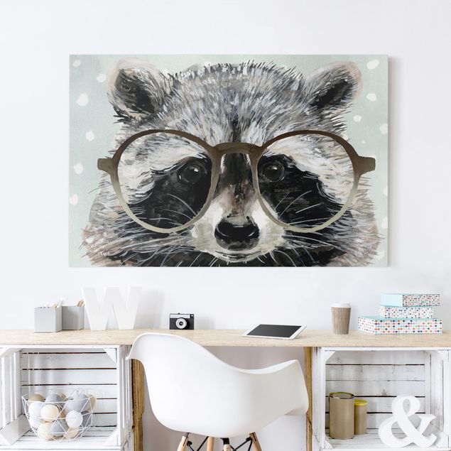 Lienzos animales Animals With Glasses - Raccoon