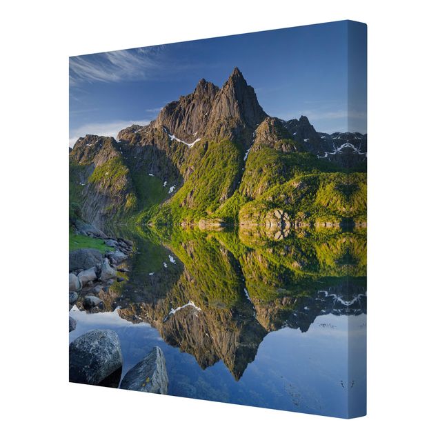 Cuadros de ciudades Mountain Landscape With Water Reflection In Norway