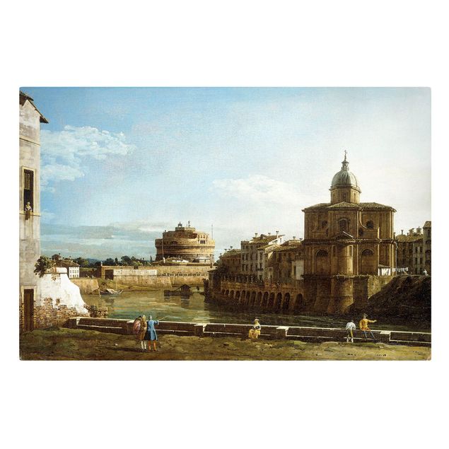 Lienzos de Italia Bernardo Bellotto - View of Rome on the Banks of the Tiber