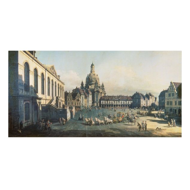 Lienzos de perros Bernardo Bellotto - New Market Square In Dresden From The Jüdenhof