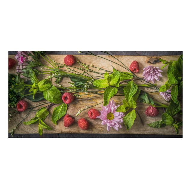 Cuadros de plantas Flowers Raspberries Mint
