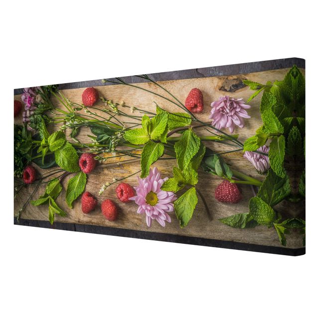 Cuadro verde Flowers Raspberries Mint