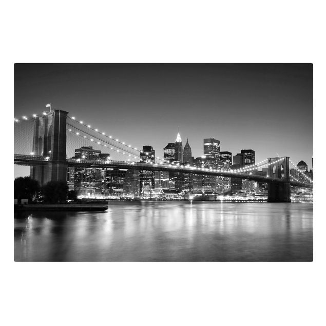 Lienzos blanco y negro Brooklyn Bridge in New York II