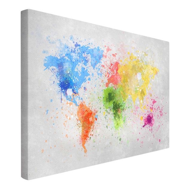 Lienzos de mapamundi Colourful Splodges World Map