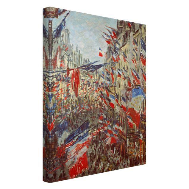 Cuadros famosos Claude Monet - The Rue Montorgueil with Flags