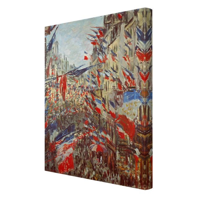 Lienzos ciudades Claude Monet - The Rue Montorgueil with Flags