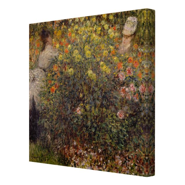 Lienzos de flores Claude Monet - Two Ladies in the Flower Garden