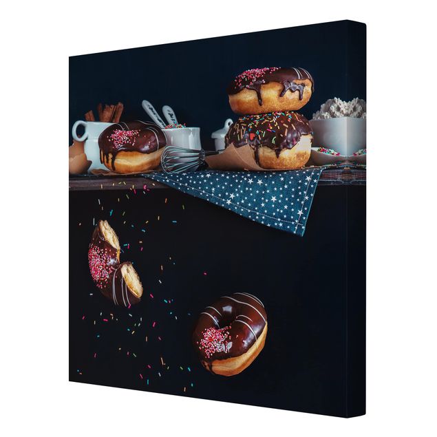 Leinwandbild - Donuts vom Küchenregal - Quadrat 1:1