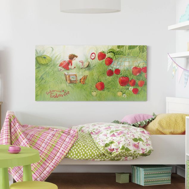 Cuadros decorativos modernos Little Strawberry Strawberry Fairy- With Worm Home