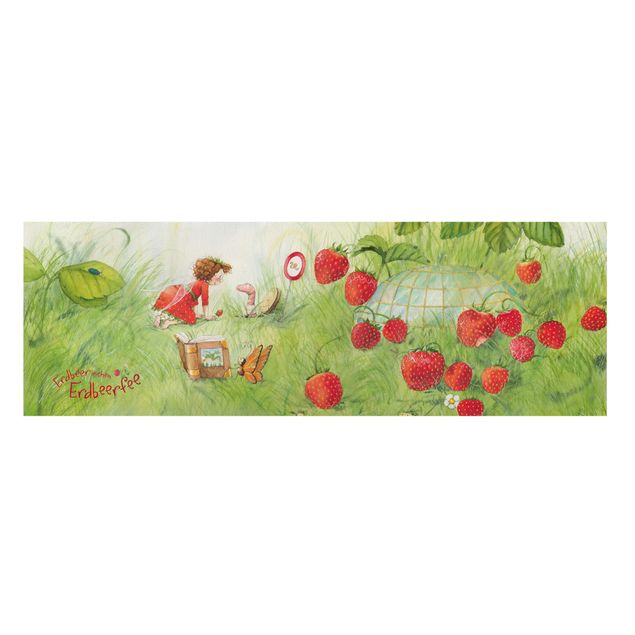 Cuadro verde Little Strawberry Strawberry Fairy- With Worm Home