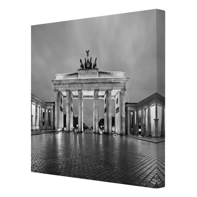 Lienzos en blanco y negro Illuminated Brandenburg Gate II