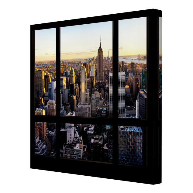 Cuadros modernos y elegantes Window View At Night Over New York