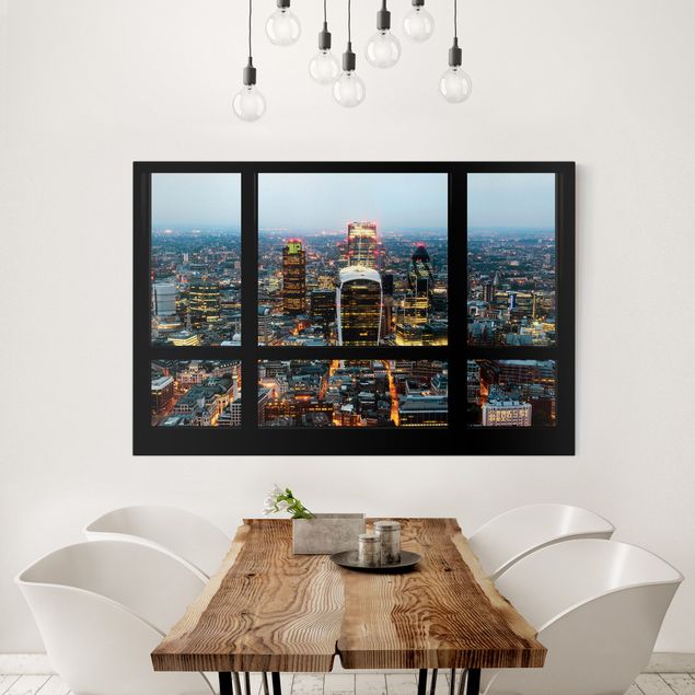 Lienzos de Londres Window view illuminated skyline of London