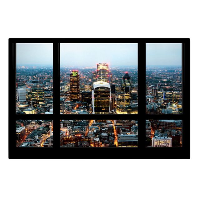 Cuadros de ciudades Window view illuminated skyline of London