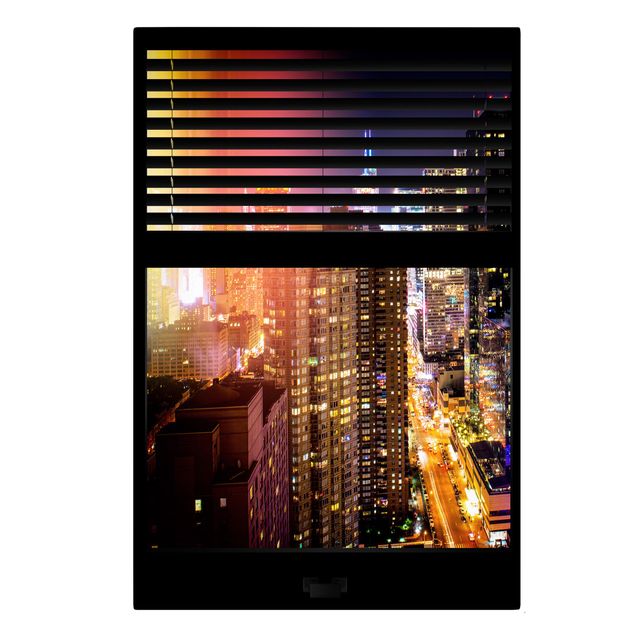 Cuadros de ciudades Window View Blinds - Manhattan at night