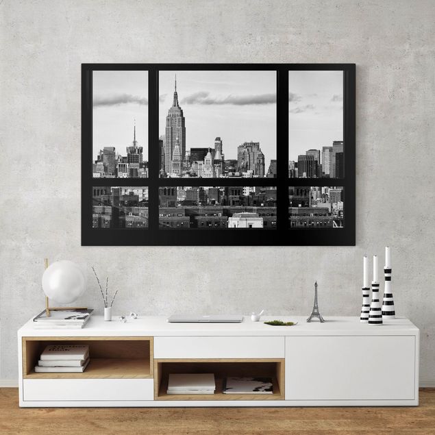 Lienzos Nueva York Window Manhattan Skyline black-white