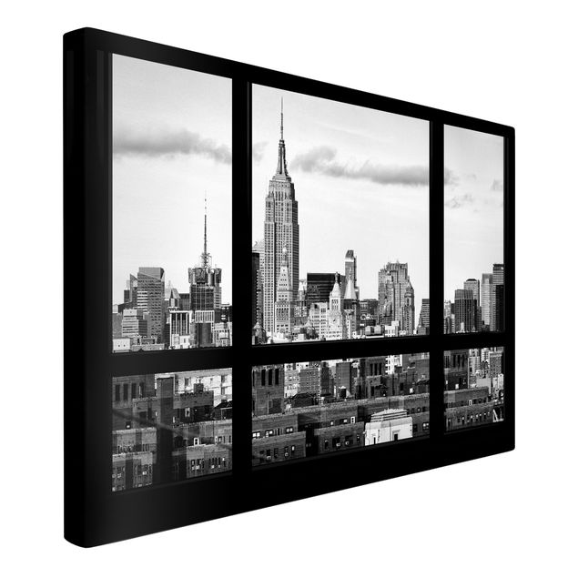 Lienzos de ciudades Window Manhattan Skyline black-white