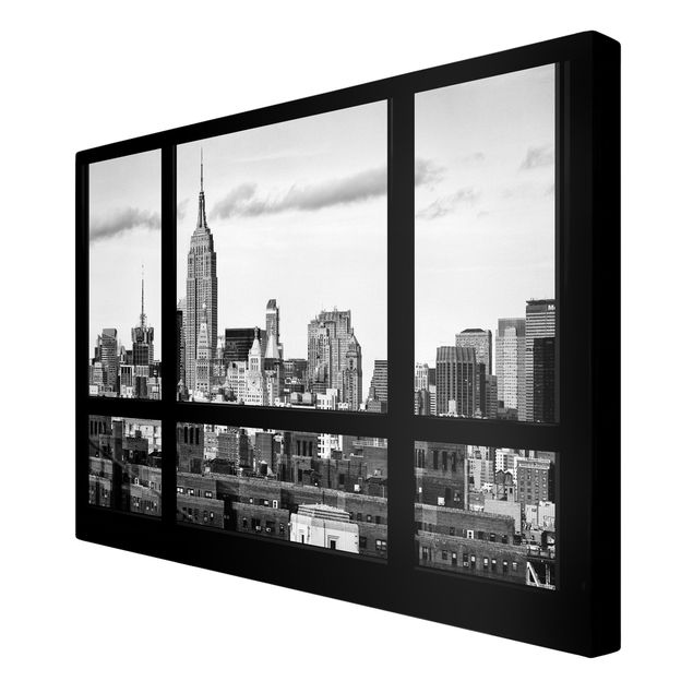 Cuadros ciudades Window Manhattan Skyline black-white