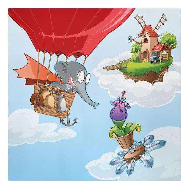 Cuadros decorativos modernos Flying Elephant Farm In The Clouds