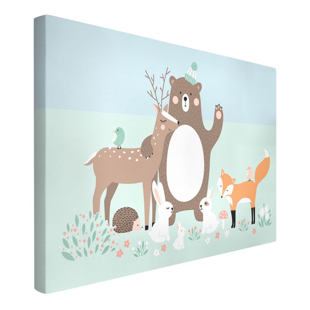 Cuadros de animales Forest Friends with forest animals blue