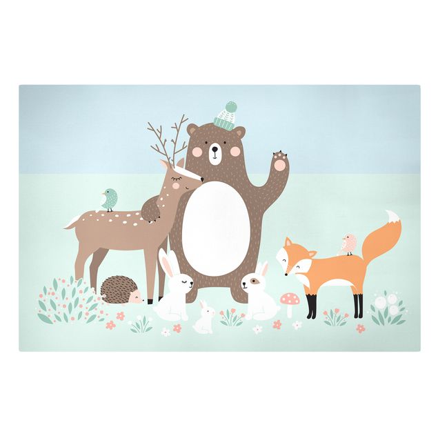 Cuadros azules Forest Friends with forest animals blue