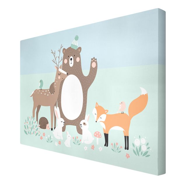 Cuadros Forest Friends with forest animals blue