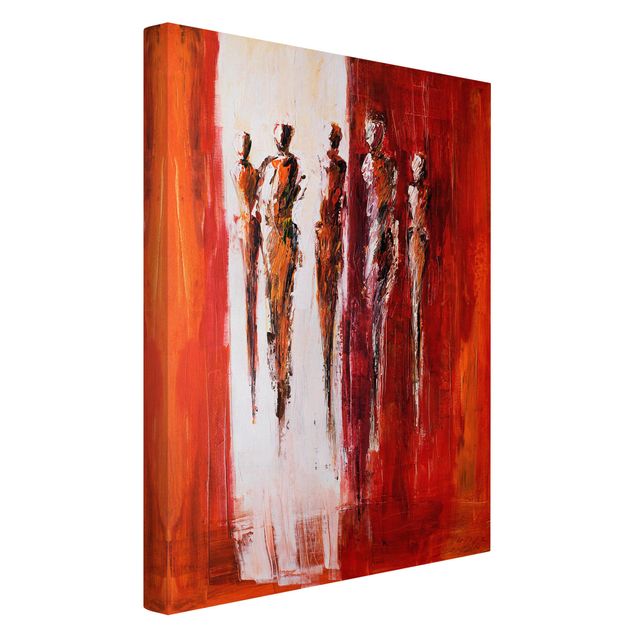 Lienzos abstractos Five Figures In Red 01