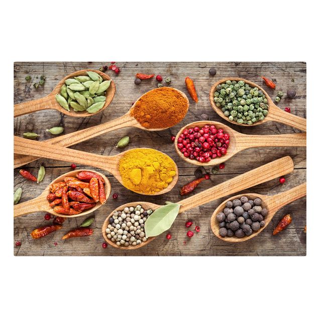 Cuadros flores Spices On Wooden Spoon