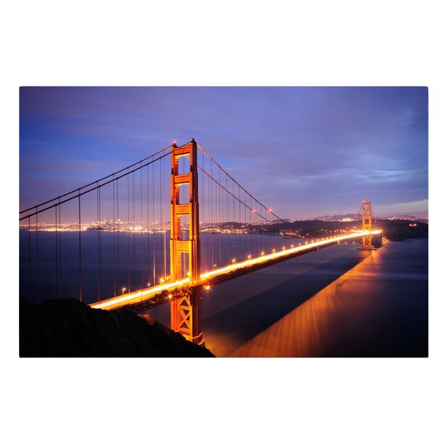 Cuadros lila Golden Gate Bridge At Night