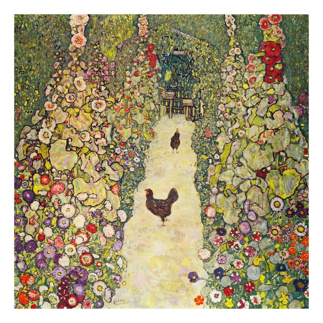 Cuadros en lienzo de flores Gustav Klimt - Garden Path with Hens